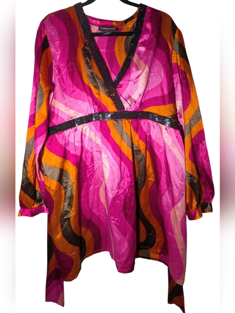 Citicraze Retro Psychedelic Swirl Tunic Top 1X